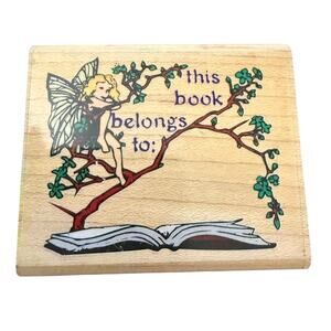 Rubber Stampede Enchanted Bookplate 115-E This Book Belongs To Rubber Stamp